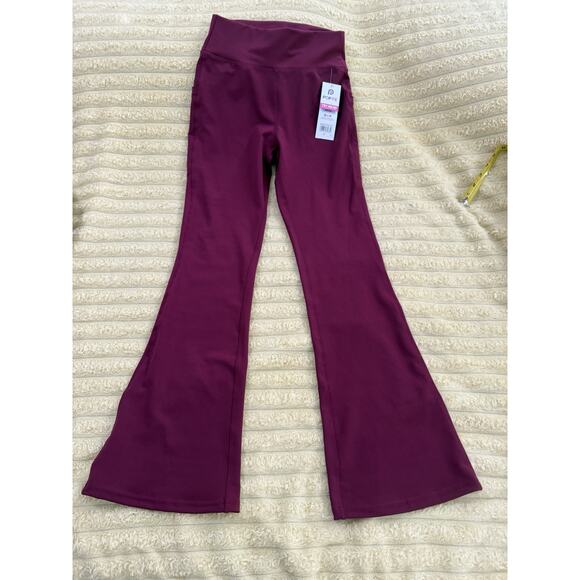 Women’s Burgundy Wine Maroon Flared Leg Popped Leggings Active Athletic Medium - Picture 1 of 9
